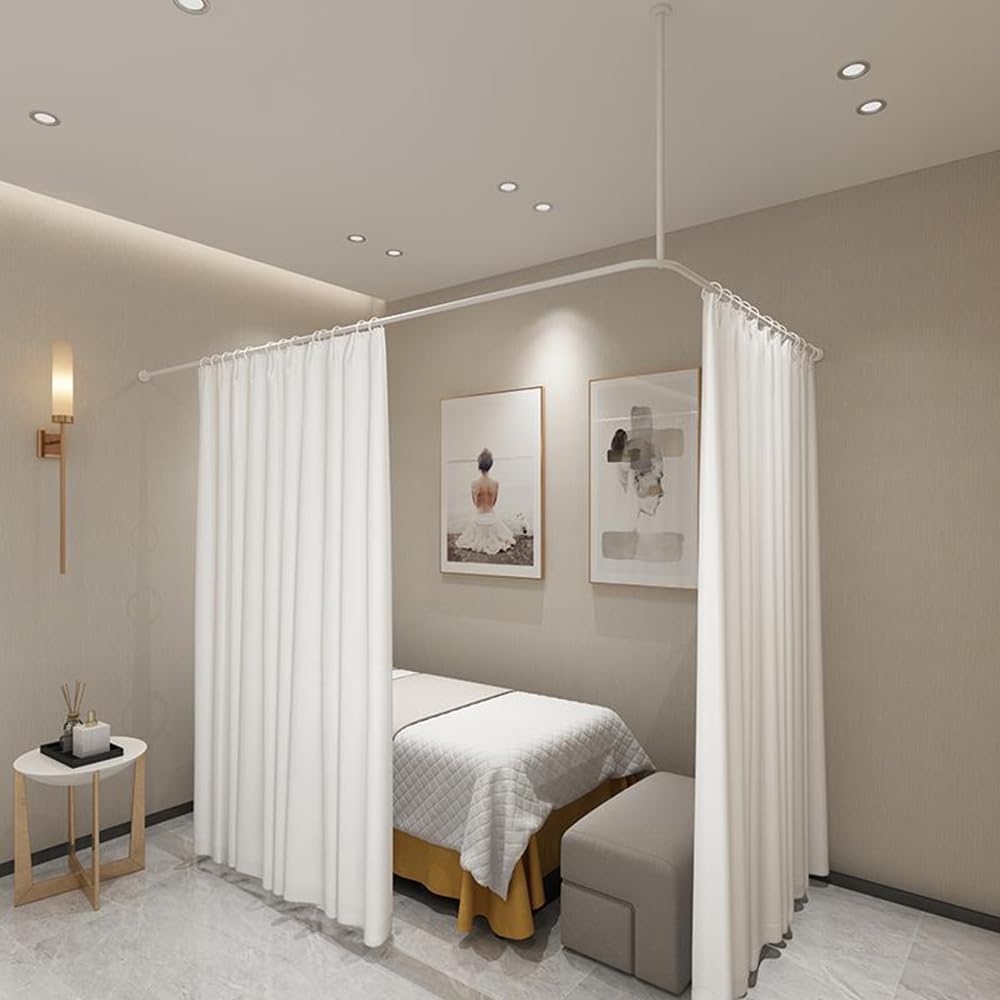 Raumteiler-Vorhänge, L-förmig, Schönheitssalon, Trennwand mit Sichtschutz für Schlafzimmer, Wandmontage, Raumteiler
