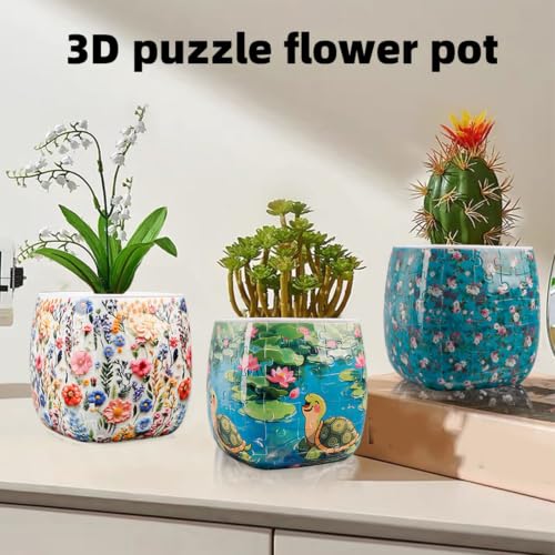 Jarrón de rompecabezas 3D con piezas autoajustables para manualidades estables 5
