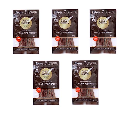 ジャパンプレミアム 獣医師監修 北海道産エゾ鹿使用 やわらかエゾ鹿肉細切り 40g×5袋のサムネイル