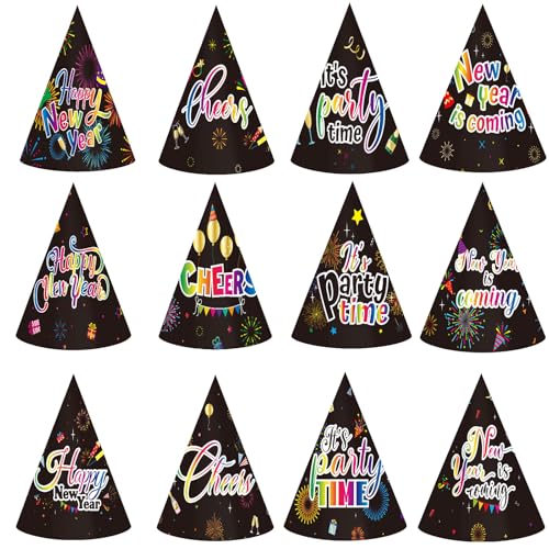 Chapeau de Nouvel An 2025 lot de 24 chapeaux coniques papier