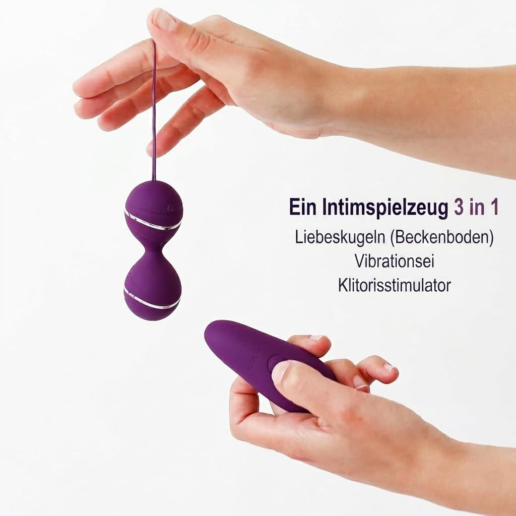 GOLIATE Dalia Boules Geisha 3 en 1 Violet - Œuf Vibrant Périnée 7 Modes | Télécommande sans fil, rechargeable USB, étanche, sans phtalate, coffret cadeau, marque française, coloris Violet