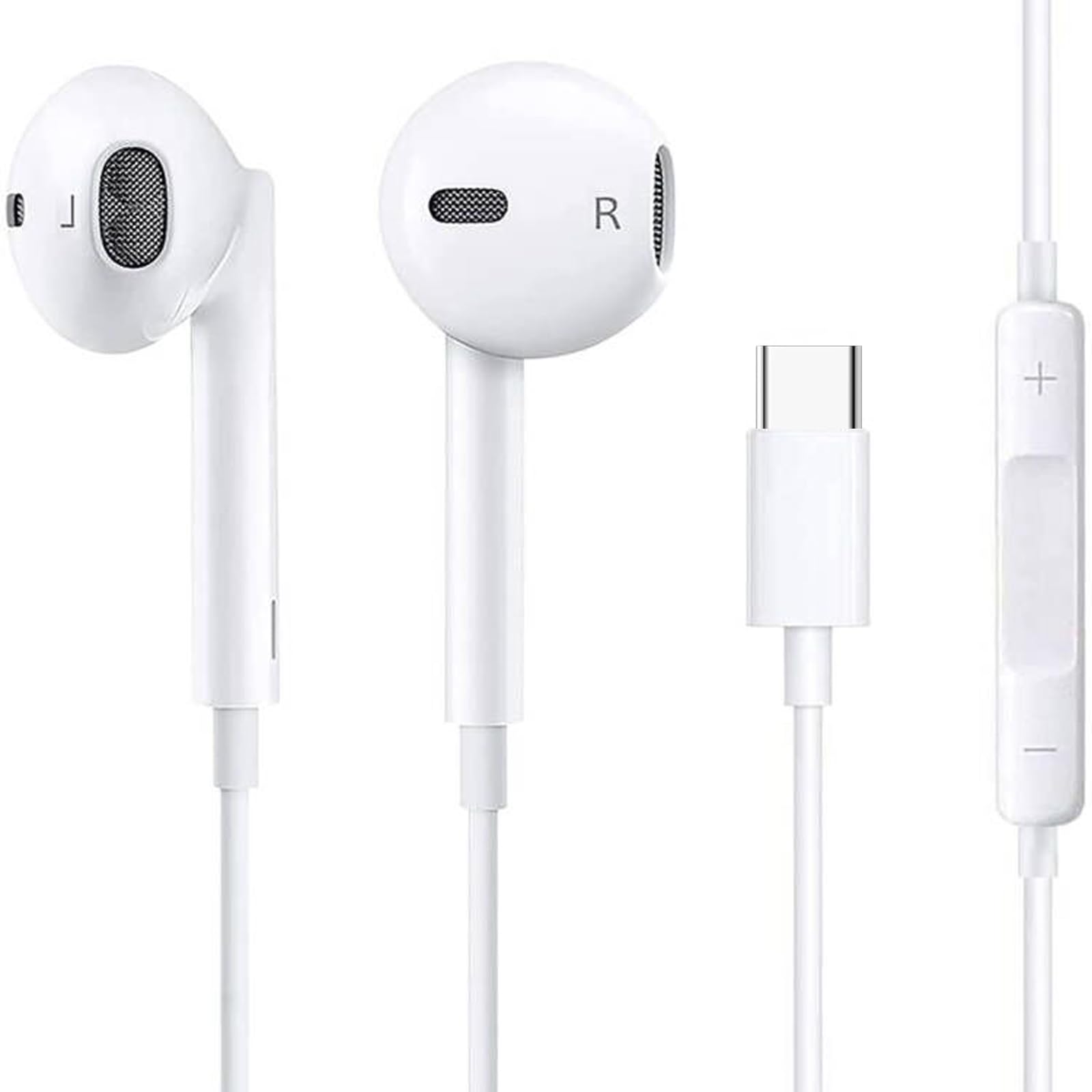 Cuffie USB C In-Ear con Microfono e Controllo Volume per iPhone 17/16/16e/15 Pro Max/Plus, iPad Pro, Samsung S23 S22 S21 S20 A53 A54 A34 Google Pixel