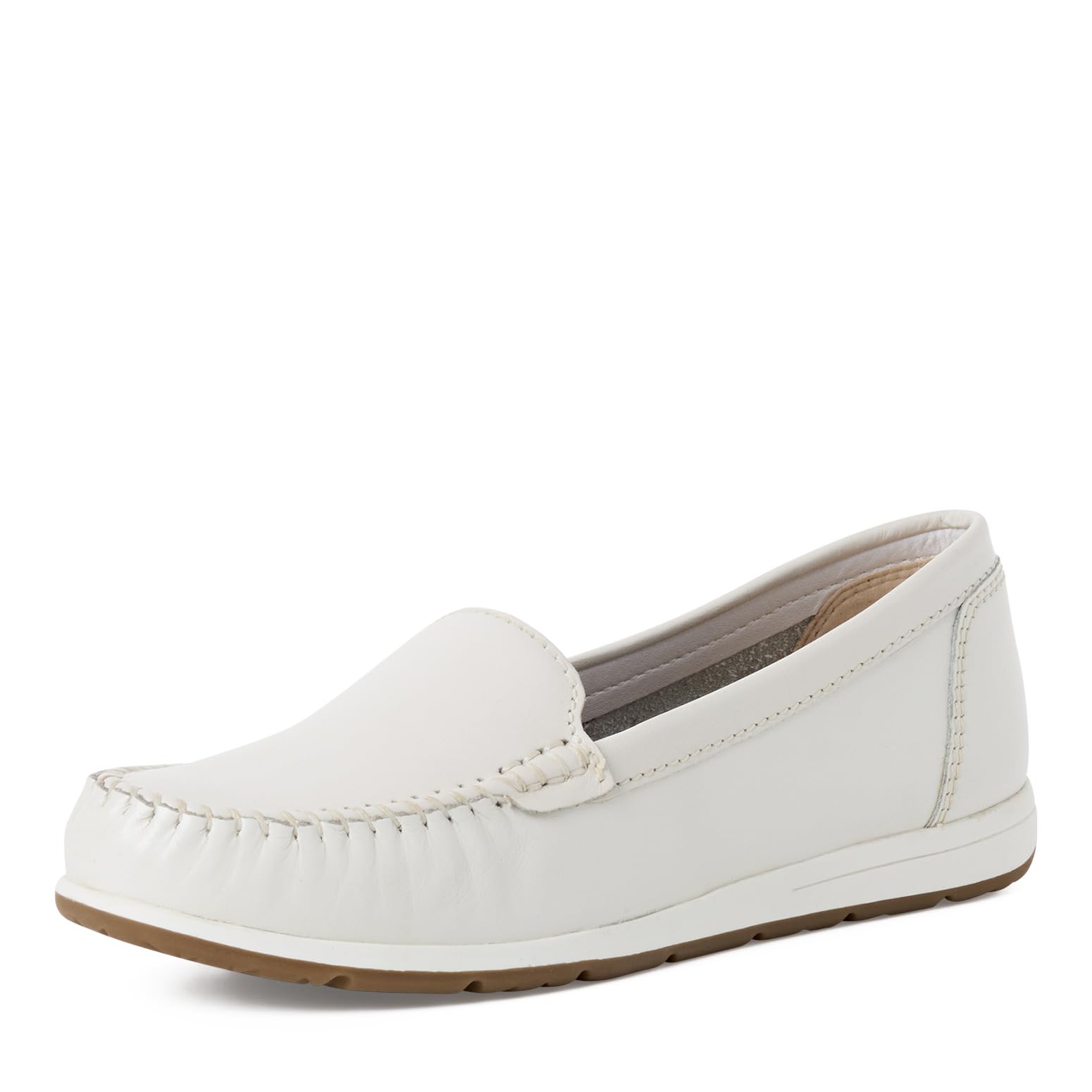 MARCO TOZZI Women Moccasin Soft Feel Me Footbed Leather Modern, White (White), 4.5 UK