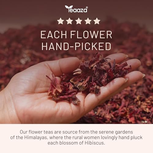 Image of Teaaza Hibiscus Flower Tea, 100Grams-100+Cups | Skin Glow Tea| For High BP, Acne & Hair Growth | Flower Based-Caffeine Free| Diwali Gift for Family, Friends & Corporate Gifting