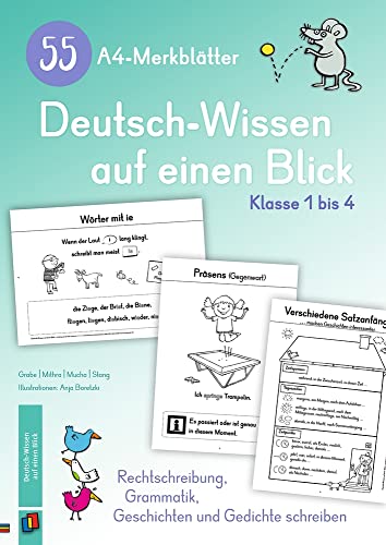 Verlag An Der Ruhr - 55 A4-Merkblätter Deutsch-Wissen auf einen Blick – Klasse 1 bis 4: Rechtschreibung, Grammatik, Geschichten und Gedichte schreiben