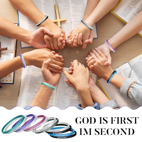 Jerify 12 Pcs God Is First Bracelet Im Second Bracelets Christian Rubber Inspirational Bible Verses Bracelets for Women Men Faith Gifts Religious Gifts4