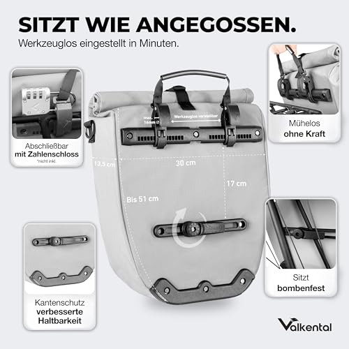 Valkental Gepäckträgertasche, Wasserdicht & Abschließbar – Ansicht 2