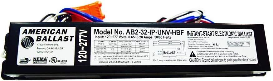 1 or 2 Lamp- Model: AB2-32-IP-UNV-HBF - 120 ~ 277V - Instant Start Electronic - (Replaces UTILTECH YZ-232, Keystone KTEB-232RIS, ACCUPRO AP-RS-232IS-120)