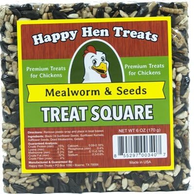Happy Hen Treats 17087 Poultry Treats, Mealworm & Seed Squares, 6-oz. - Quantity 66