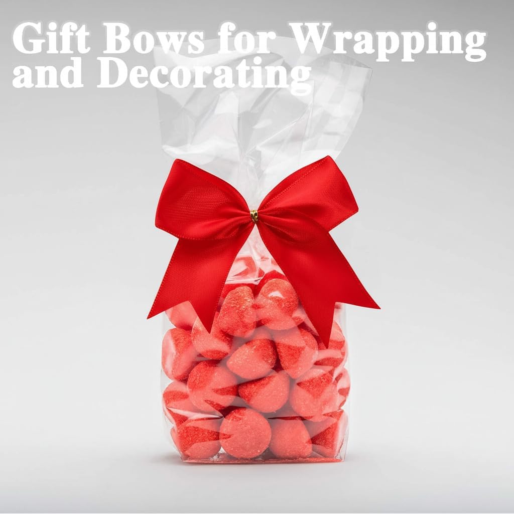 20 Pack Satin Ribbon Bows - Pretied Bows for DIY Craft, Wedding, Treat, Gift, Bakery Candy Bags and Package Decorating (L Size) - Image 6