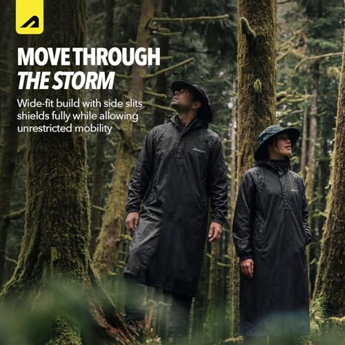 Image of Boldfit Rain Coat Poncho for Men & Women Waterproof Unisex Full Length Poncho, Top Easy Adjustable, Waterproof Outdoor Rainwear- Black, OneSize