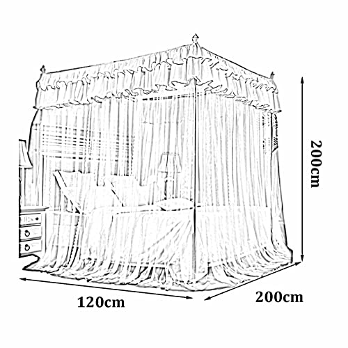 Rideau de lit double en maille en été pour chambre de princesse 1,2 m
