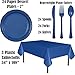 Paper Tableware Set for 24 - Light Blue & Blue - Dinner and Dessert Plates, Cups, Napkins, Cutlery (Spoons, Forks, Knives), and Tablecloths - Full Two-Tone Party Supplies Pack