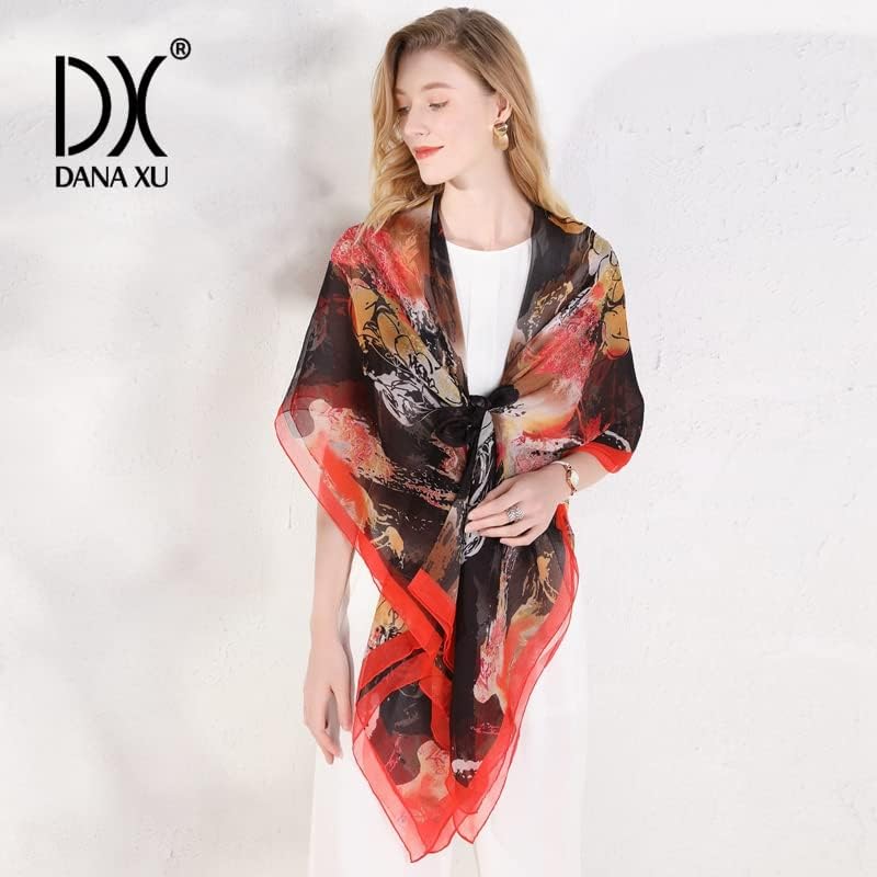 DANA XU 100% Pure Mulberry Crinkle Georgette Silk Large Size Wedding Pashmina Shawls and Wraps travel floral Scarf for Women - Image 5