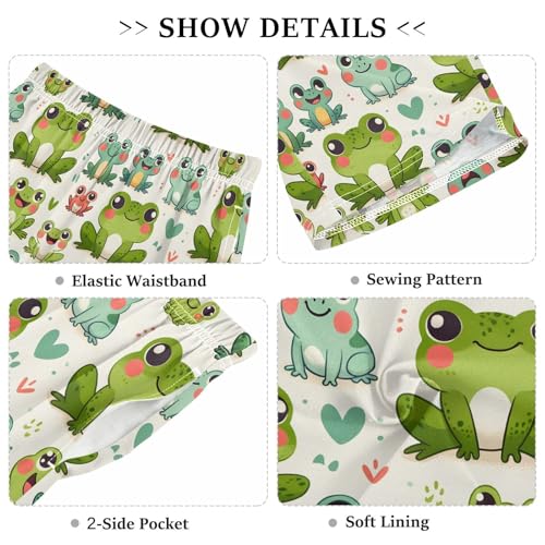 ALAZA Cute Frog Love Heart Cartoon Pajama Shorts Elastic Waist Casual Sleep Shorts with Pockets Size 6-143