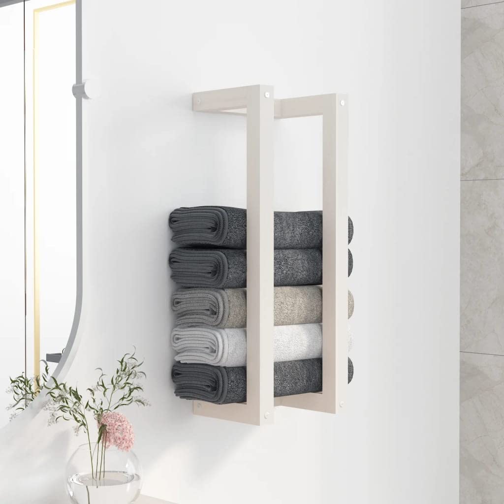 Porte-serviettes mural avec étagère en bois pour optimiser la salle de bain