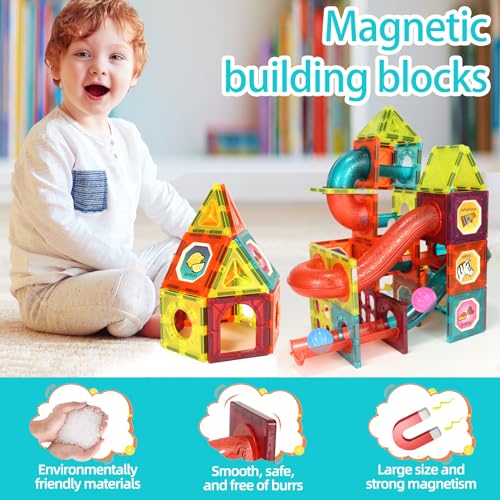 Costruzioni Magnetiche per Bambini e Ragazzi, 120 Pezzi Magneti con Tubi Trasparenti e Palline Colorate, Giochi Montessori Calamite per Bambini 3-5 Anni, Regalo per Bambini e Bambine 6-8 Anni - Lego - Immagine 3