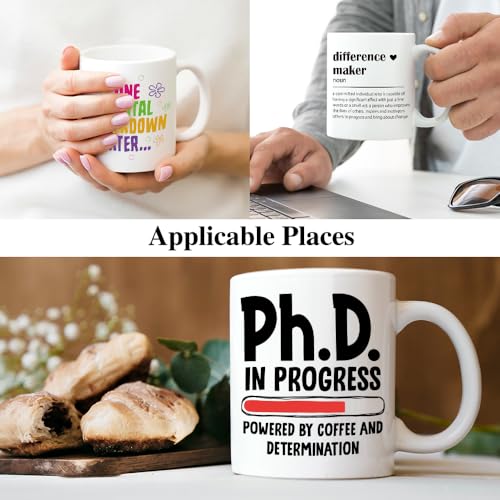 Taza de cerámica para café Ph.D. 11 oz blanca miniatura 5
