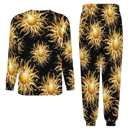 Magic Sun Print Men’s Pajama Set Long Sleeve Top And Pants Loungewear Sleepwear Pjs Nightwear4