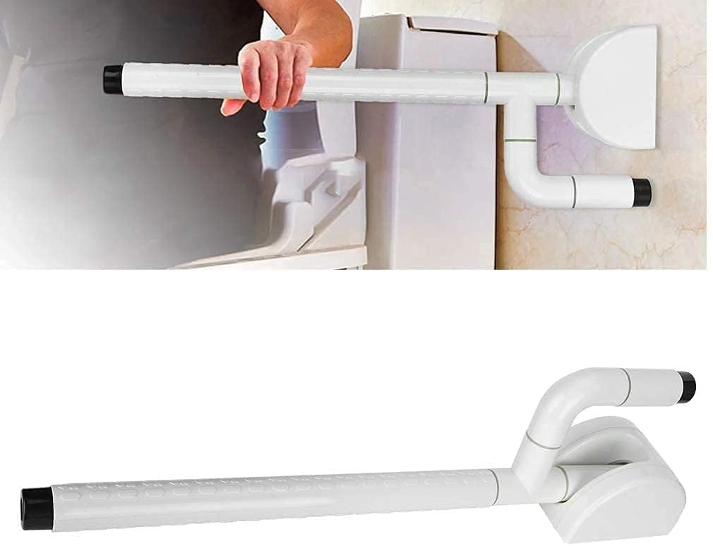 Bracciolo con Design a Ritorno Automatico, corrimano di Sicurezza per WC da 23,6 Pollici, Barra di Supporto Ribaltabile per Bagno con Impugnatura Antiscivolo Testurizzata, corriman