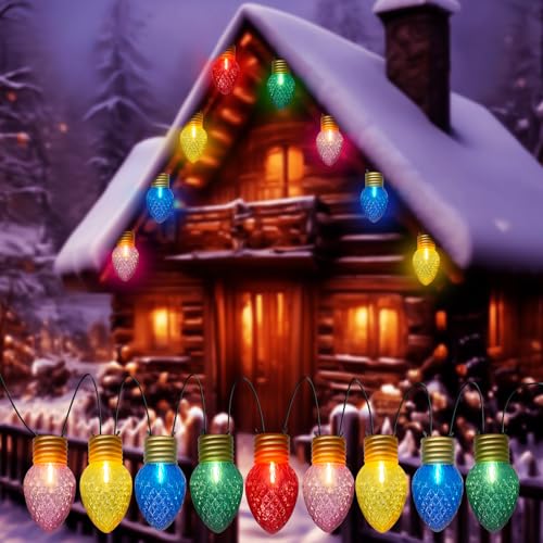Jumbo Xmas String Lights 16FT Large Multicolored Bulbs Christmas Hanging Lights with 10 LED Giant Multicolor Bulbs C7 Big Bulb Vintage Christmas Decorations for Holiday Home Tree Roof Yard Garden