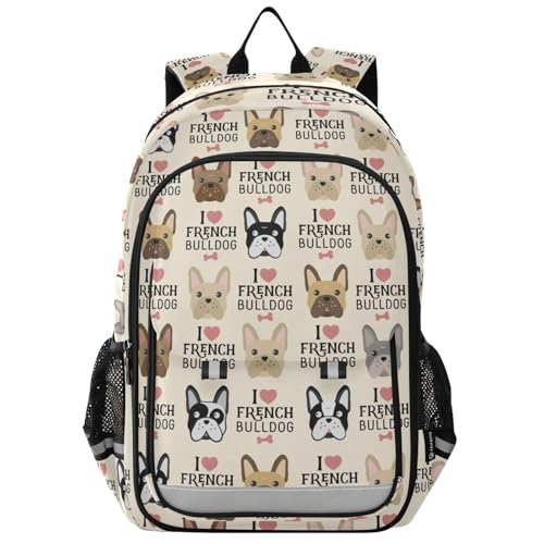Sac à dos ordinateur portable enfants bouledogue français pour le lycée