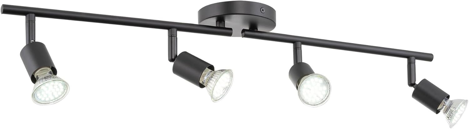 Kira Home Langford 27" Modern 4-Light Directional Track Wall/Ceiling Light + 4W LED Bulbs, Adjustable Heads, Black Finish