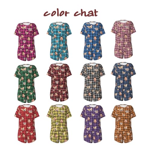 Personalized Pajamas Pants Custom Plaid Funny PJ Pant Design with Face Buffalo Pajama Short Set2