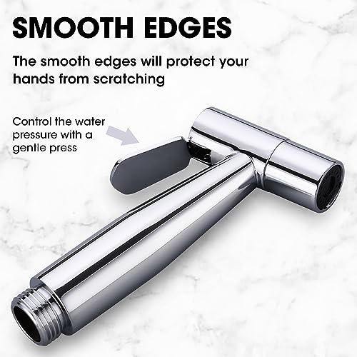 DIKUROOMS Brass Wall Mount Toilet Bidet Faucet Concealed Handheld Spray Set Hot and Cold Water Diaper Sprayer Shattaf Bidet Attachment, Chrome