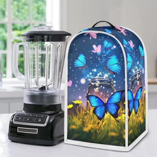 Image of Talayituse Butterfly Flower Print Blender Dust Cover, Fingerprint Protection Cover for Stand Mixer or Coffee Machine, Home Kitchen Appliance Covers for Stain Dust Resistant Supplies