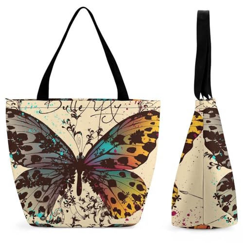 Sac à main papillon rétro pour femme avec bandoulière grand format voyage