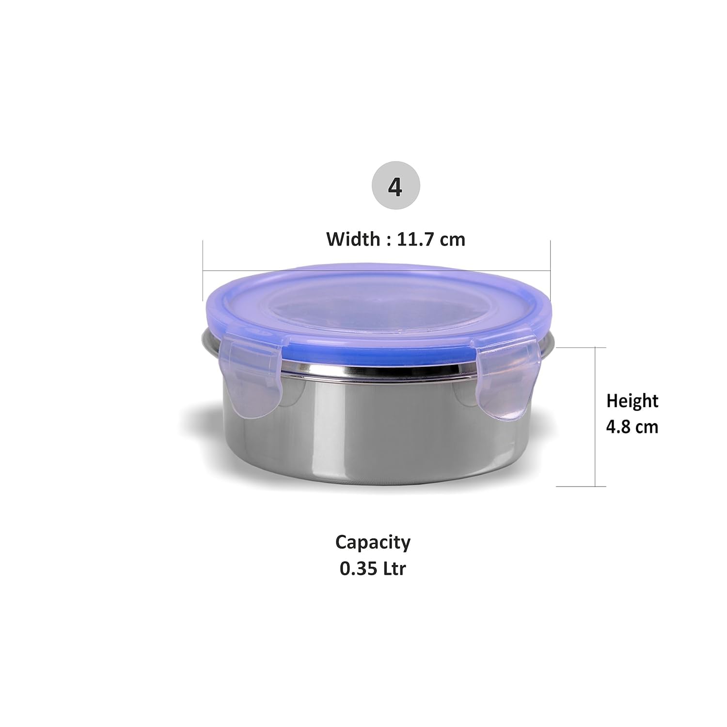 Set di contenitori ermetici e a prova di perdite, in acciaio inox, dimensioni 350 ml, 4 pezzi