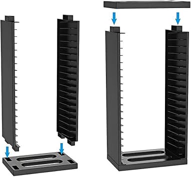 Media Storage Cabinet, Game Accessories Organizer Game Holder Rack Non-Slip Video Games CD DVD Storage Shelves Functional and Stable for Game Discs
