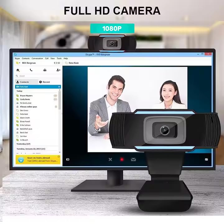 TruVoice 1080P Webcam for Computer/Laptop and Includes Full HD Wide Angle Camera - Works with All Streaming Platforms Like Windows, Apple, Skype, Teams and Zoom + Many More