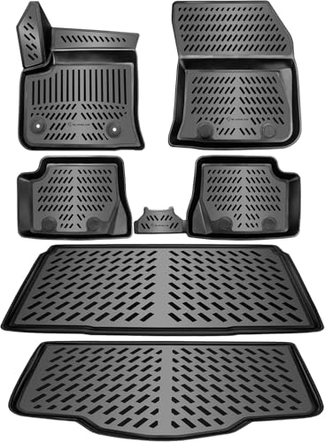 ELMASLINE 3D Tapis de Sol et Tapis de Coffre pour Jeep Avenger (2023-2025) Hybride (Plancher de Chargement supérieur et inférieur) | Tapis de Voiture et Bac...