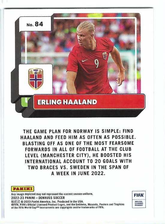 ERLING HAALAND 2022-23 Panini Donruss Optic FIFA Soccer Card #84 Norway Manchester City