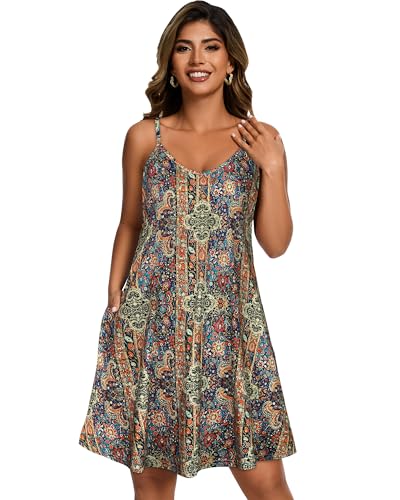 Image of JOELLYUS Womens Spaghetti Strap Dress Summer Dresses Beach Cover Ups Casual Sundresses with Pockets 2026