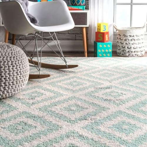 Image of Hand Tufted Wool Carpets Anti Shedding Rug Modern Carpets for Living Room Size 12x16 Feet