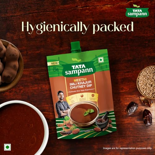 Image of Tata Sampann Meethi Imli Khajur Chutney Dip, Made with Tamarind & Dates, Sweet & Tangy Flavour, Ready to eat, Pairs Well with Chaats & Snacks, Quality Ingredients, Hygienically Prepared, 200 g