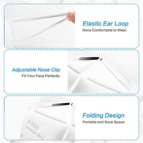 KN95 Disposable Face Mask, 30 Pack White 5-Ply Protection Breathable Cup Dust Masks, Protection Against PM2.5 Dust. Pollen and Haze-Proof with Elastic Earloop and Nose Bridge Clip K-N95 Masks