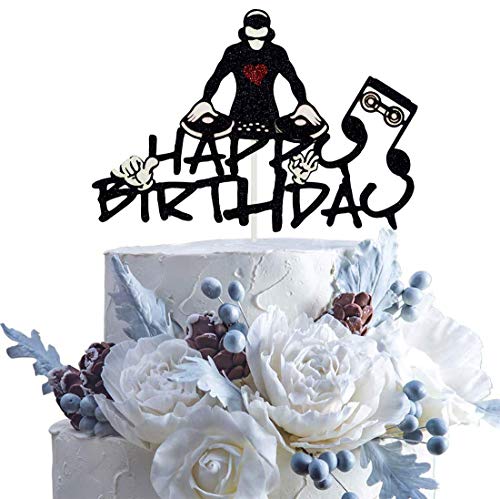 Hakpuotr Dj Happy Birthday Cake Topper, Hip Hop Cake Topper, Disco Theme Party Supplies, Rock Dj Themed Birthday Party Supplies #TOP4