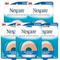 Nexcare Absolute Waterproof First Aid Tape 1.00 Inch x 5 yd (5 Rolls) – Strong Adhesive Medical Tape for Wound Care, Flexible for Active Use