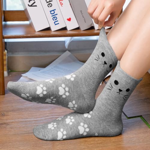 Image of Chalier 5 Pairs Socks for Women, Fun Cat Dog Animal Funny Socks Gifts