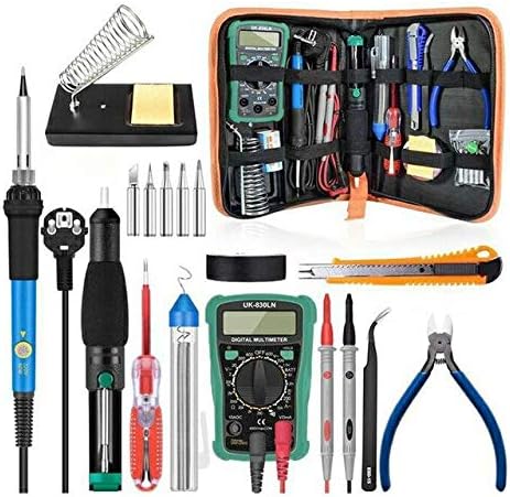 Soldering Electric Soldering Iron Kit EU US Plug 110V 220V 60W Thermostatic Electric Soldering Iron Station With Soldering Tip Solder Wire - (Power: 220V EU Plug, Color: Multimeter KIT)