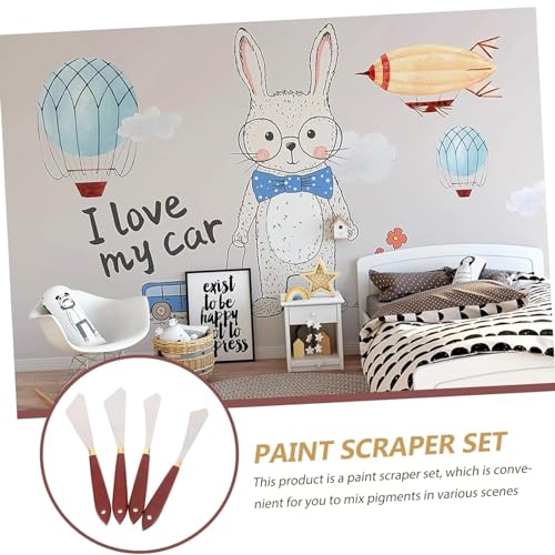 SURALIN 4PCS Malmesser-Set, Mal-Mischschaber, Edelstahl-Palettenmesser, Malkunstschaber mit Holzgriff,Kunstmalmesser-Werkzeug für Ölmalerei, Leinwand, Acrylmalerei