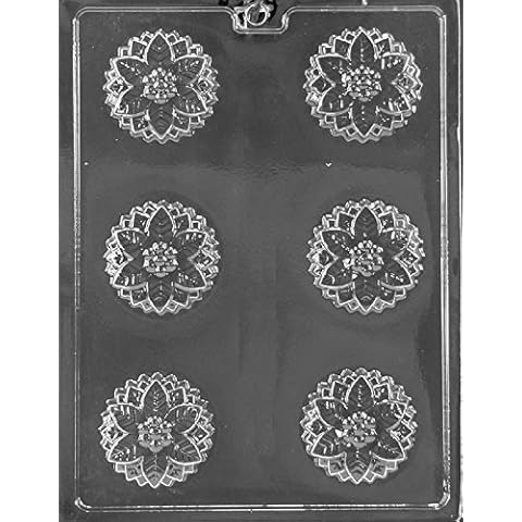 Grandmama's Goodies C467 Christmas Poinsettia Cookie Chocolate Soap Mold with Exclusive Molding Instructions Cover