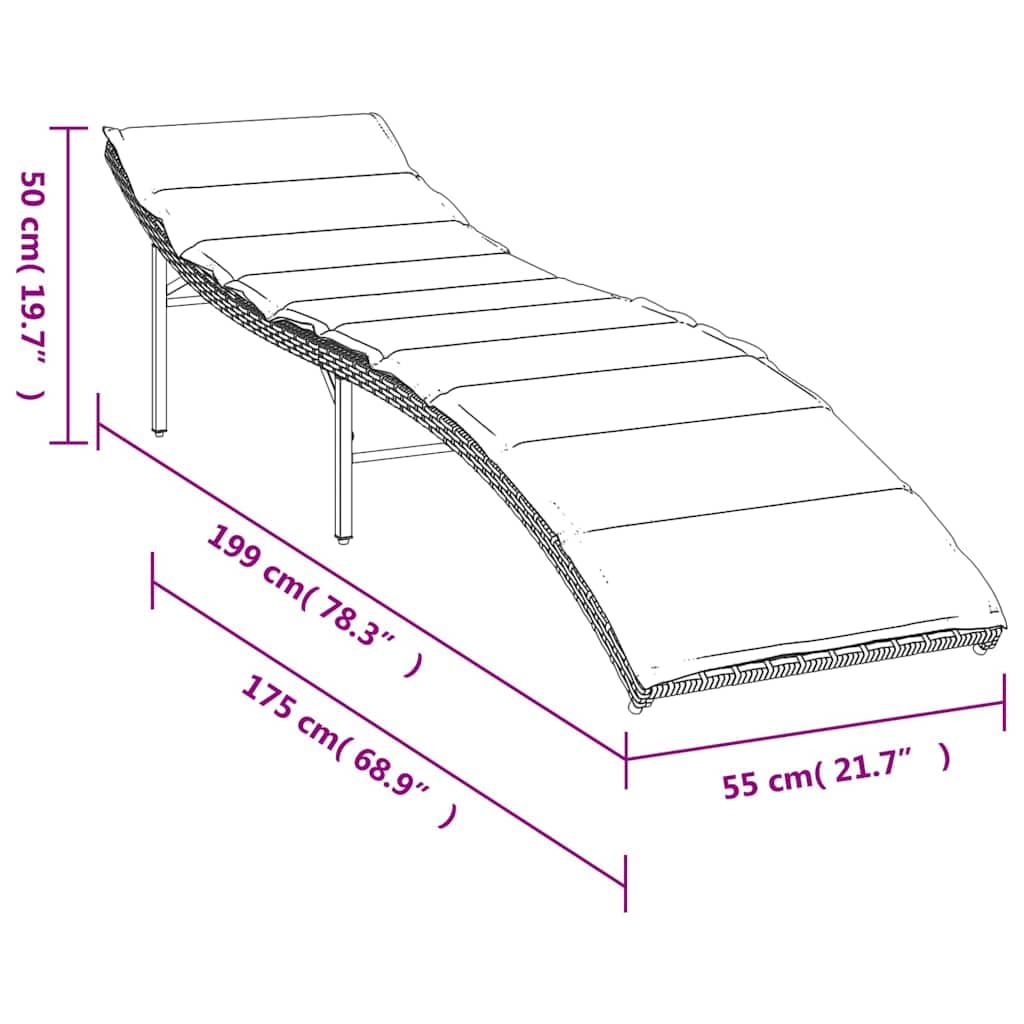 Juego de 2 tumbonas de ratán sintético con cojines en color negro | Cómoda tumbona de jardín para terraza y balcón con respaldo ajustable en 3 posiciones y cojines acolchados suaves.
