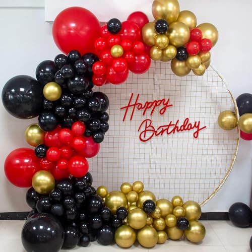 Image of TONIFUL Happy Birthday Sign for Backdrop - Red Felt Banner - Includes Dot Glue - Perfect for Birthday Party Backdrop,Wall Decor,Balloon Arch,Photo Background