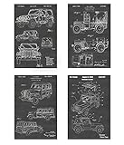 Jeep Wrangler and Jeep Willys: Set of Four Patent Print Art Posters: Choose From Multiple Size and...