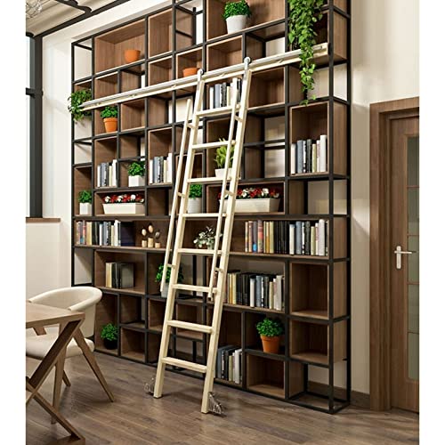 Kit de herrajes para escalera corrediza en salones con techos altos y librerías de madera 6